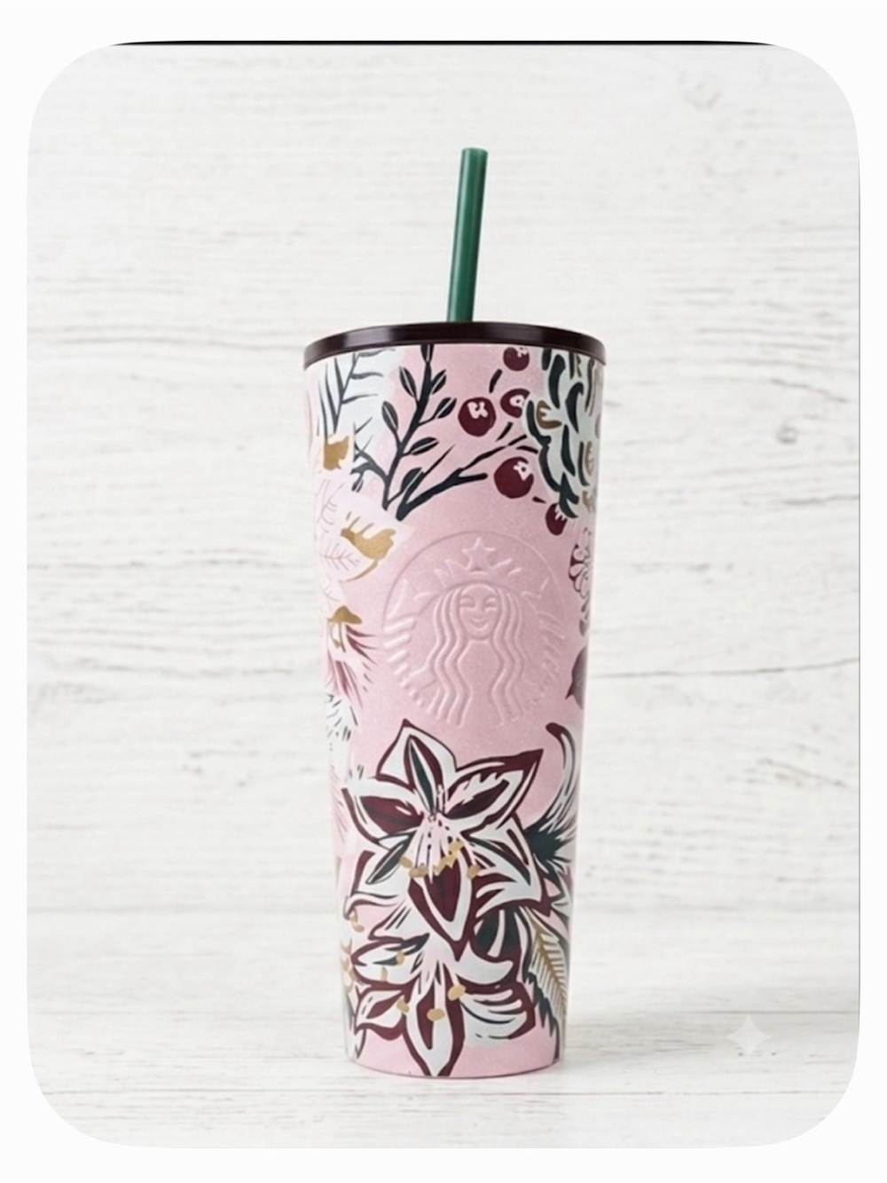 Starbucks 2022 Winter Enchanted Forest Pink Stainless Steel Venti Tumbler 24oz⁠